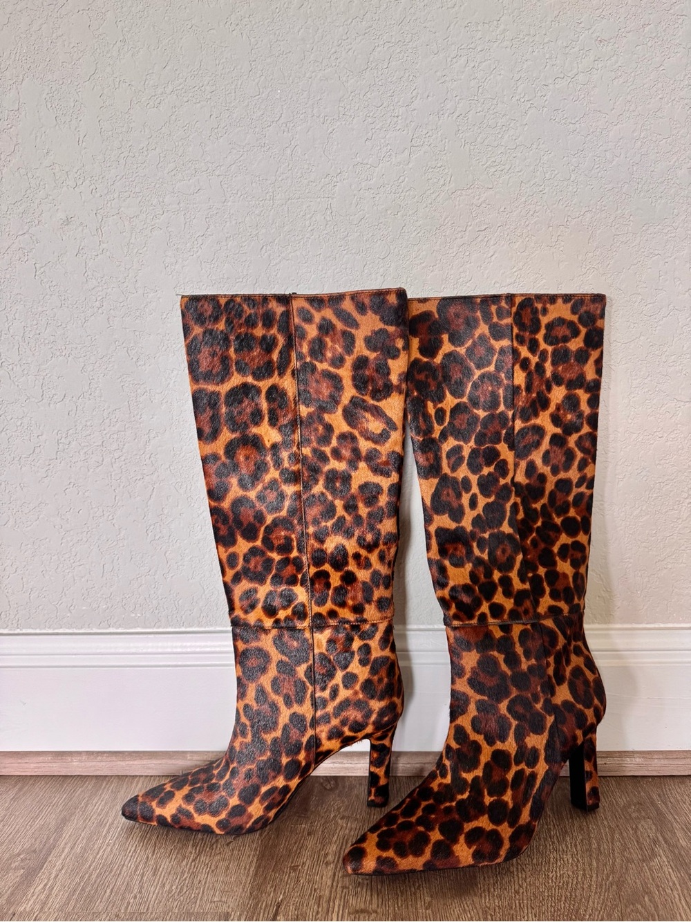 Zara Leopard-Print Over-the-Knee Boots in Brown and Black